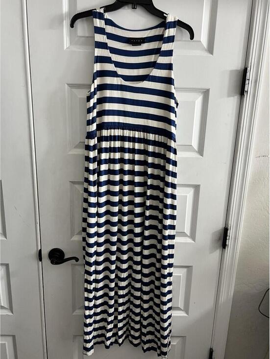 Dresses & Skirts - Hatch Maternity Women Sz 2 (M/8-10) Blue White Striped Maxi Dress Summer Cool